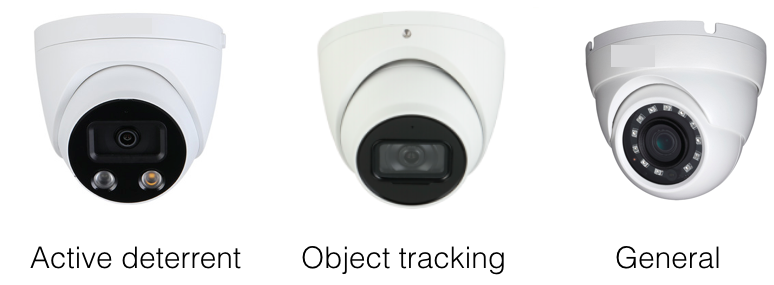 AMCO standard AI CCTV camera range - Active Deterrent, Object Tracking, General